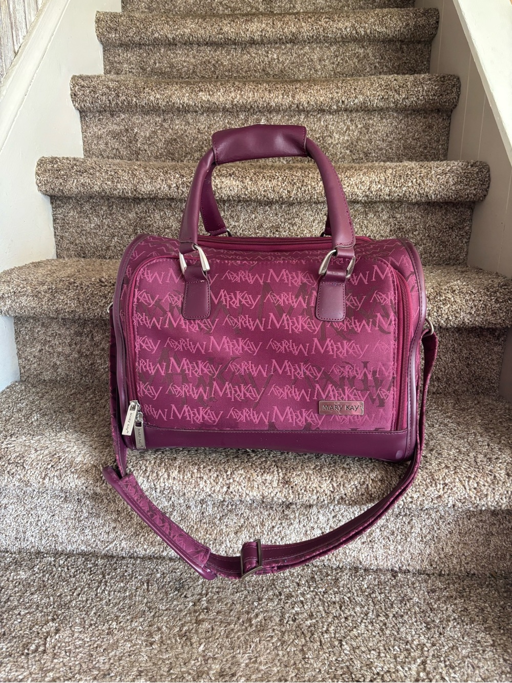 Mary Kay Plum Logo Satchel Handbag with Shoulder Strap
